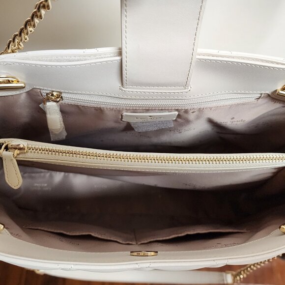 NWOT Kate Spade Quilted Carey in Meringue with matching keychain wallet - Picture 4 of 12